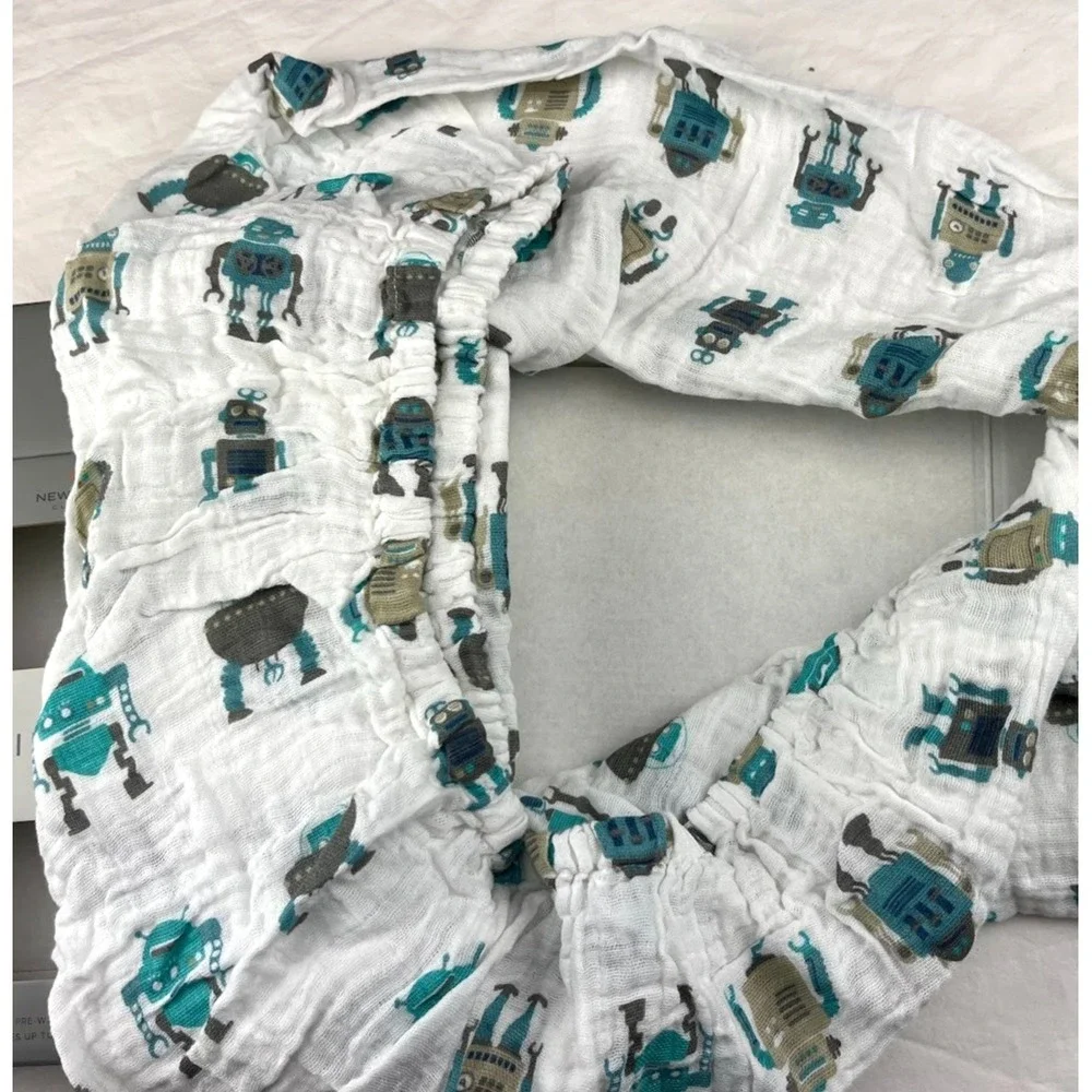 Robot Cotton Muslin Fitted Baby Crib Sheet White Standard‎ Mattress NWT